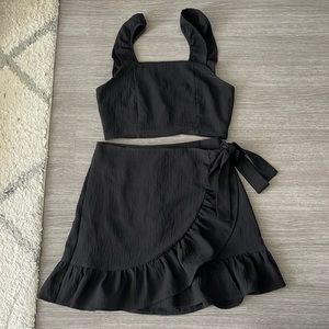 Pink Lily Black Skirt Set